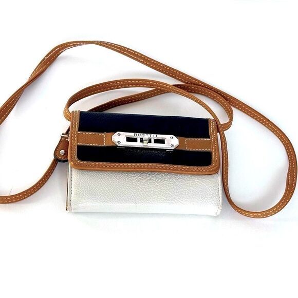 Rosetti Handbags - ROSETTI Black and Tan Crossbody Purse Removable Strap Clutch Gold Accents